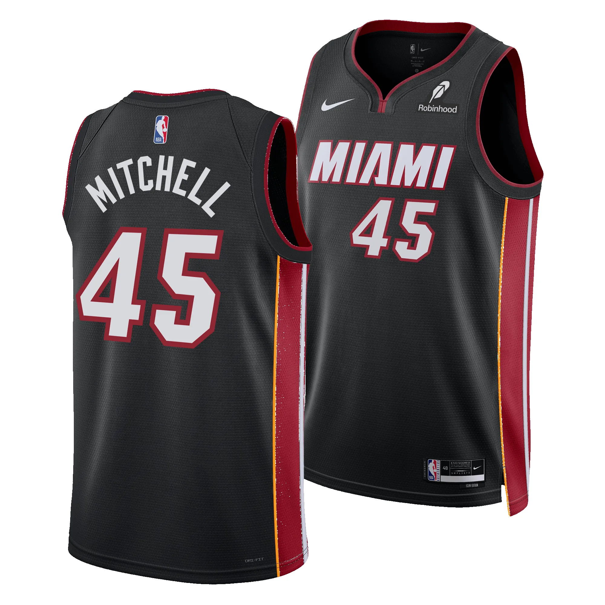 Davion Mitchell Nike Miami HEAT Icon Black Youth Swingman Jersey sold by Miami Heat Store product image thumbnail 3