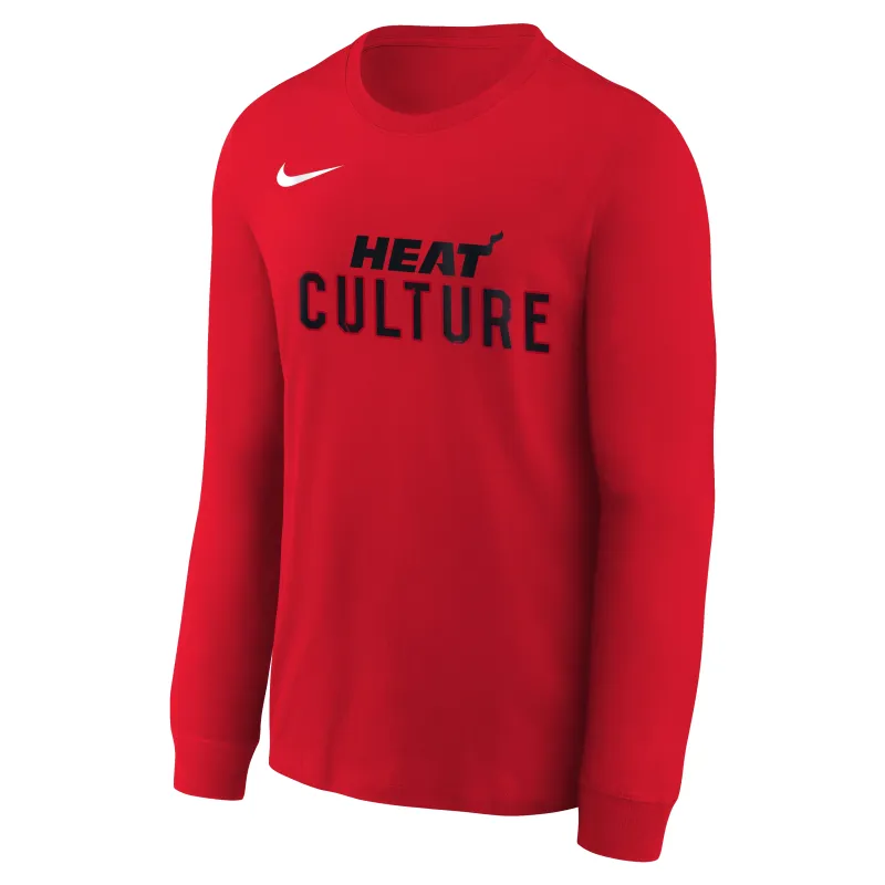 Nike HEAT Culture: Blood Red Youth Long Sleeve Tee sold by Miami Heat Store
