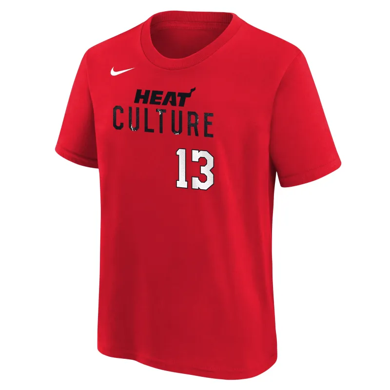 Bam Adebayo Nike HEAT Culture: Blood Red Name & Number Youth Tee sold by Miami Heat Store
