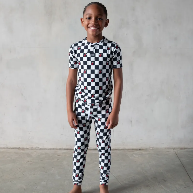 Court Culture X Everyday Leisure Checkerboard Short Sleeve PJ Set sold by Miami Heat Store