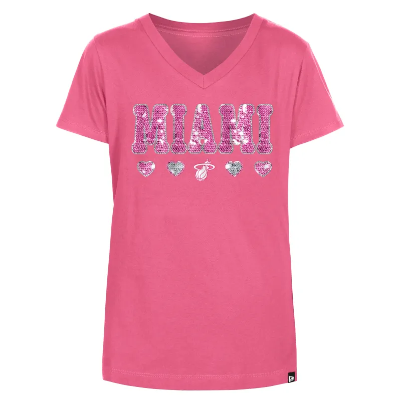 New Era Miami HEAT Pink Sequin Girls Tee sold by Miami Heat Store