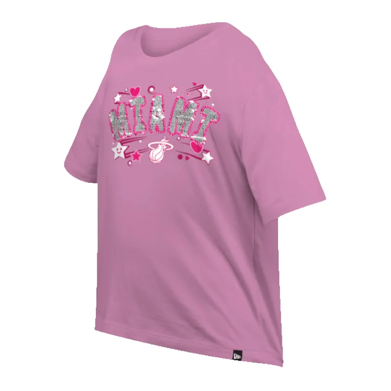 New Era Miami HEAT Girls Boxy Sequince Tee sold by Miami Heat Store