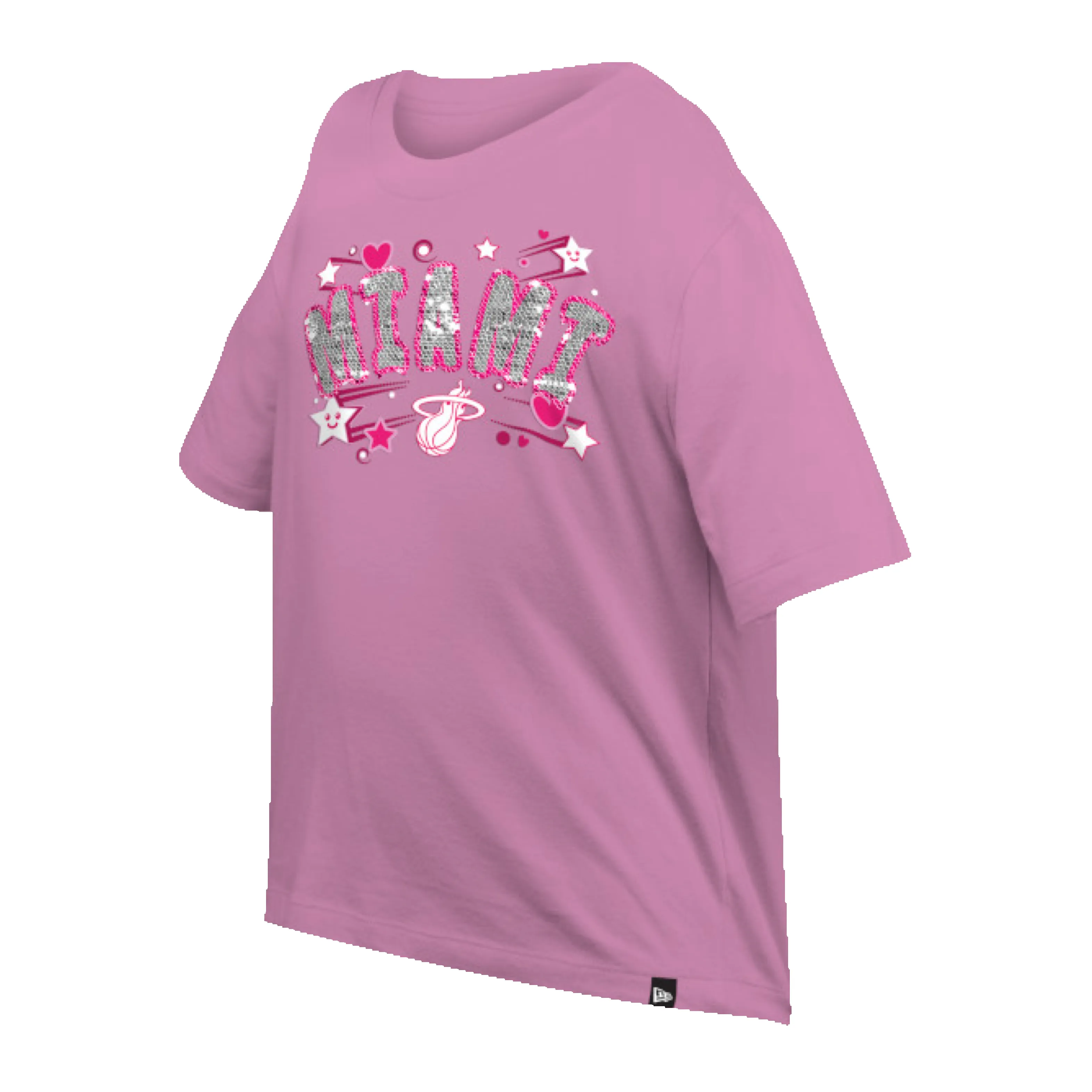 New Era Miami HEAT Girls Boxy Sequince Tee sold by Miami Heat Store