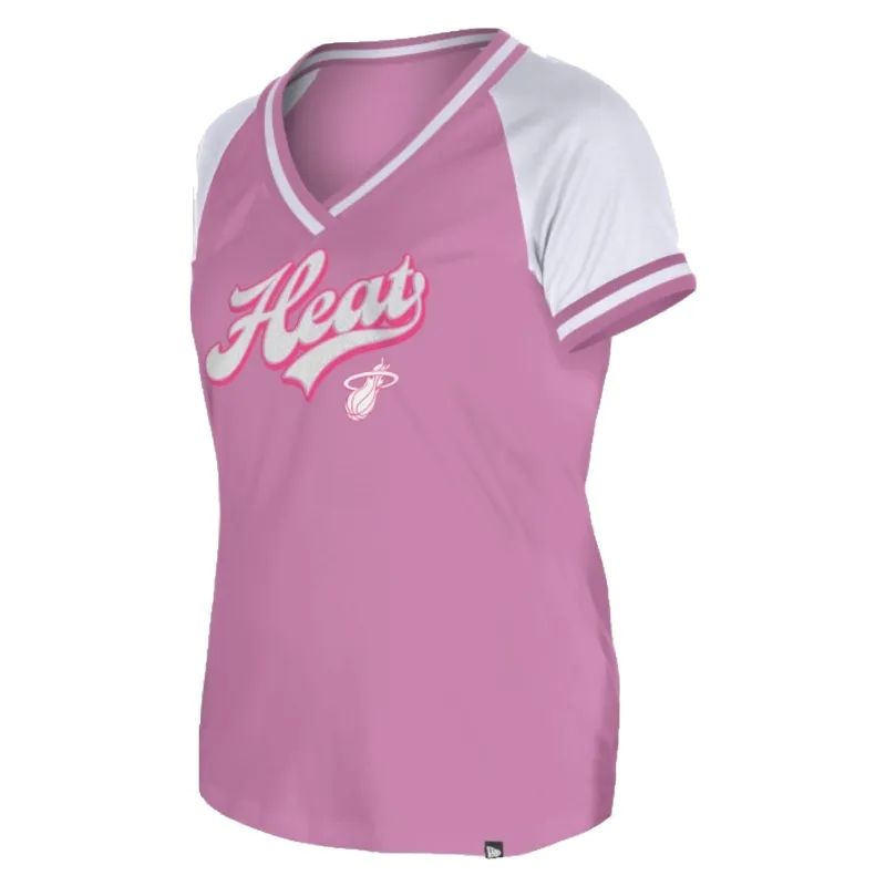 New Era Miami HEAT Pink Women's V-Neck Tee sold by Miami Heat Store