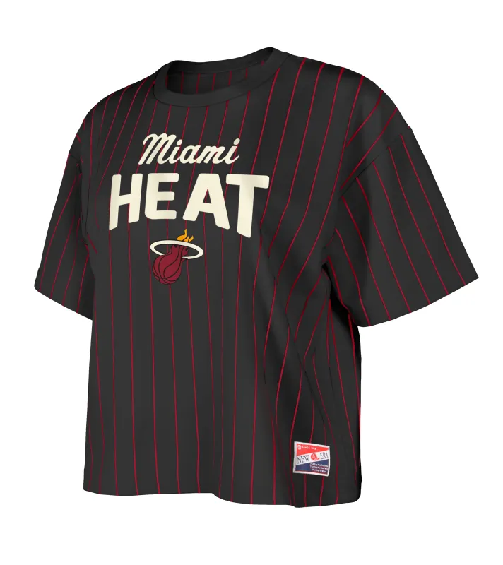 New Era Miami HEAT Striped Women's Boxy Tee sold by Miami Heat Store