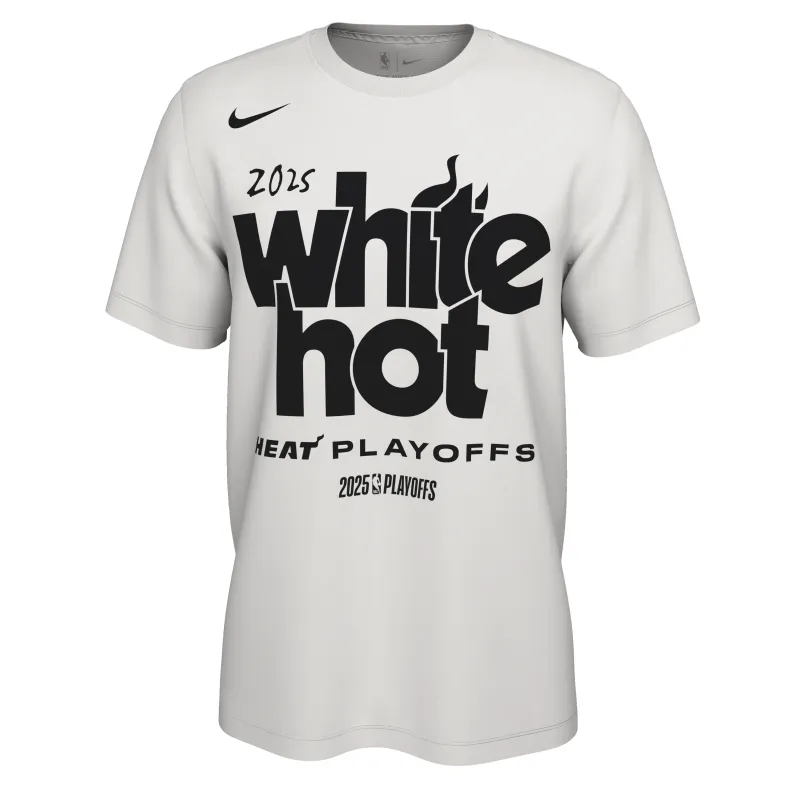 Nike Miami HEAT White Hot 2025 NBA Playoffs Mantra Tee sold by Miami Heat Store