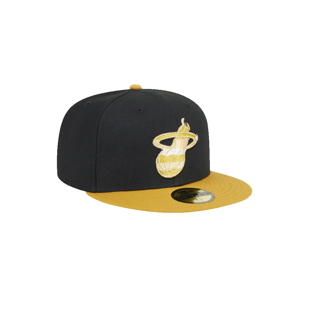 New Era Miami HEAT Black & Gold Fitted Hat sold by Miami Heat Store product image thumbnail 5