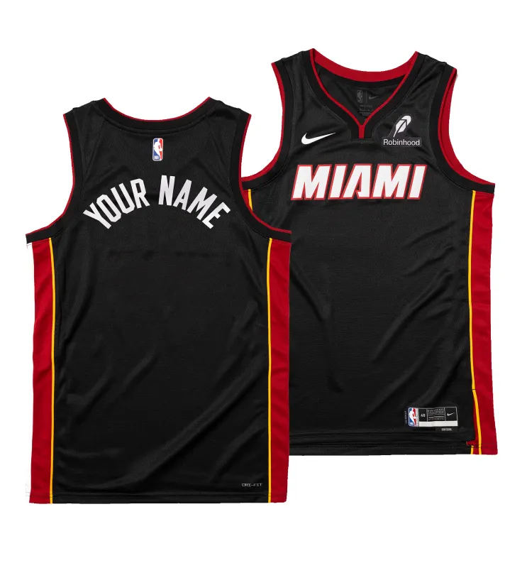 Personalized Nike Miami HEAT Icon Black Youth Swingman Jersey - Summer Mashup sold by Miami Heat Store