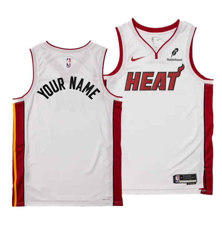Personalized Nike Miami HEAT Association White Youth Swingman Jersey - Summer Mashup sold by Miami Heat Store