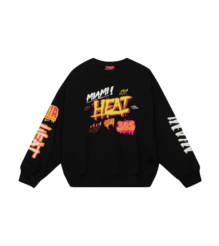 Mitchell & Ness Miami HEAT Slap Sticker Women's Crewneck sold by Miami Heat Store