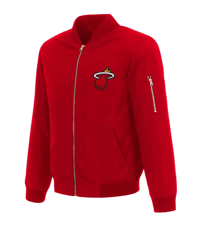 JH Designs Miami HEAT Red Nylon Bomber Jacket sold by Miami Heat Store