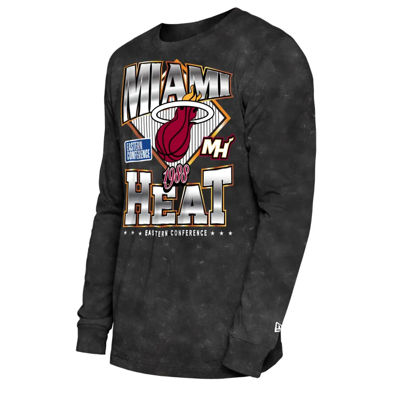 New Era Miami HEAT Washed Long Sleeve Tee made by New Era