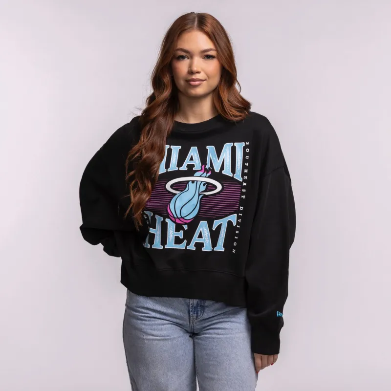 New Era Miami HEAT Original Vice Nights Wordmark Women's Crewneck sold by Miami Heat Store