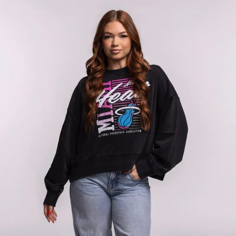New Era Miami HEAT Original Vice Nights Washed Women's Crewneck sold by Miami Heat Store