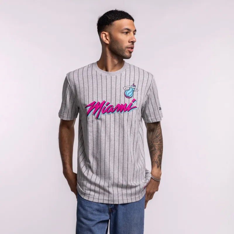New Era Miami HEAT Original Vice Nights Striped Tee sold by Miami Heat Store