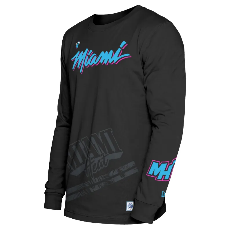 New Era Miami HEAT Original Vice Nights Wordmark Long Sleeve Tee sold by Miami Heat Store