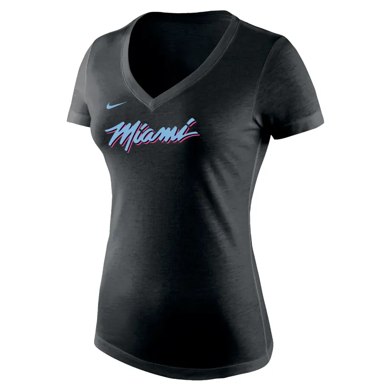 Nike Miami HEAT Original Vice Nights Women's V-Neck Tee sold by Miami Heat Store