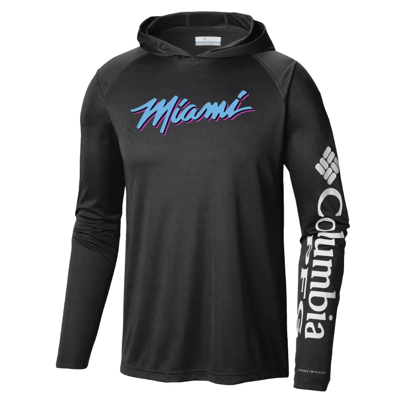 Columbia Miami HEAT Original Vice Nights Long Sleeve Hoodie Tee sold by Miami Heat Store