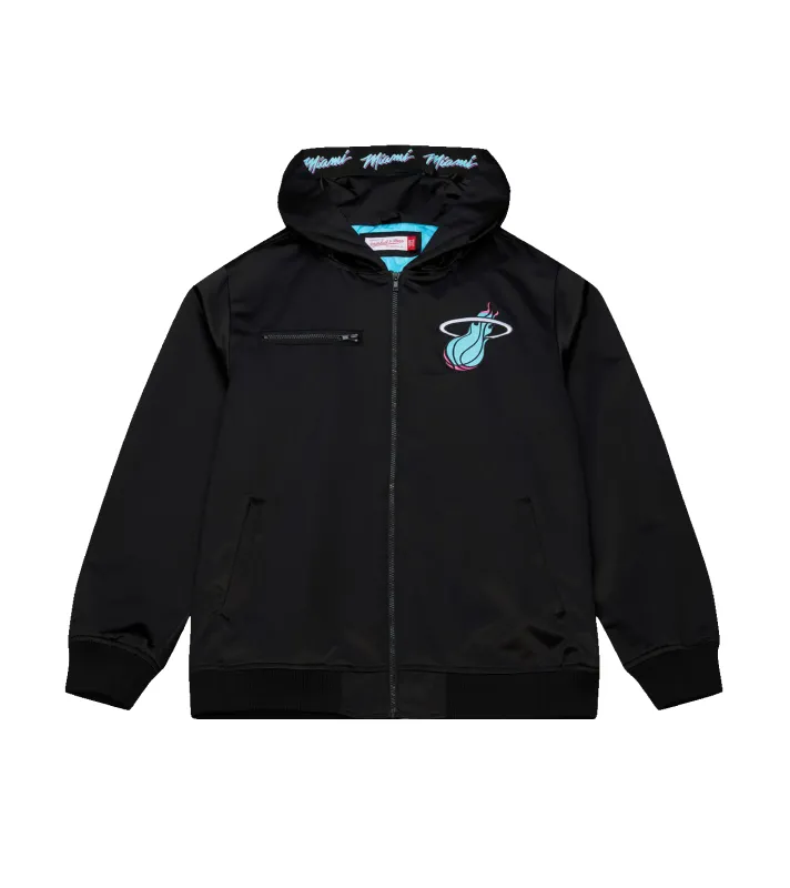 Mitchell & Ness Miami HEAT Original Vice Nights Satin Bomber sold by Miami Heat Store