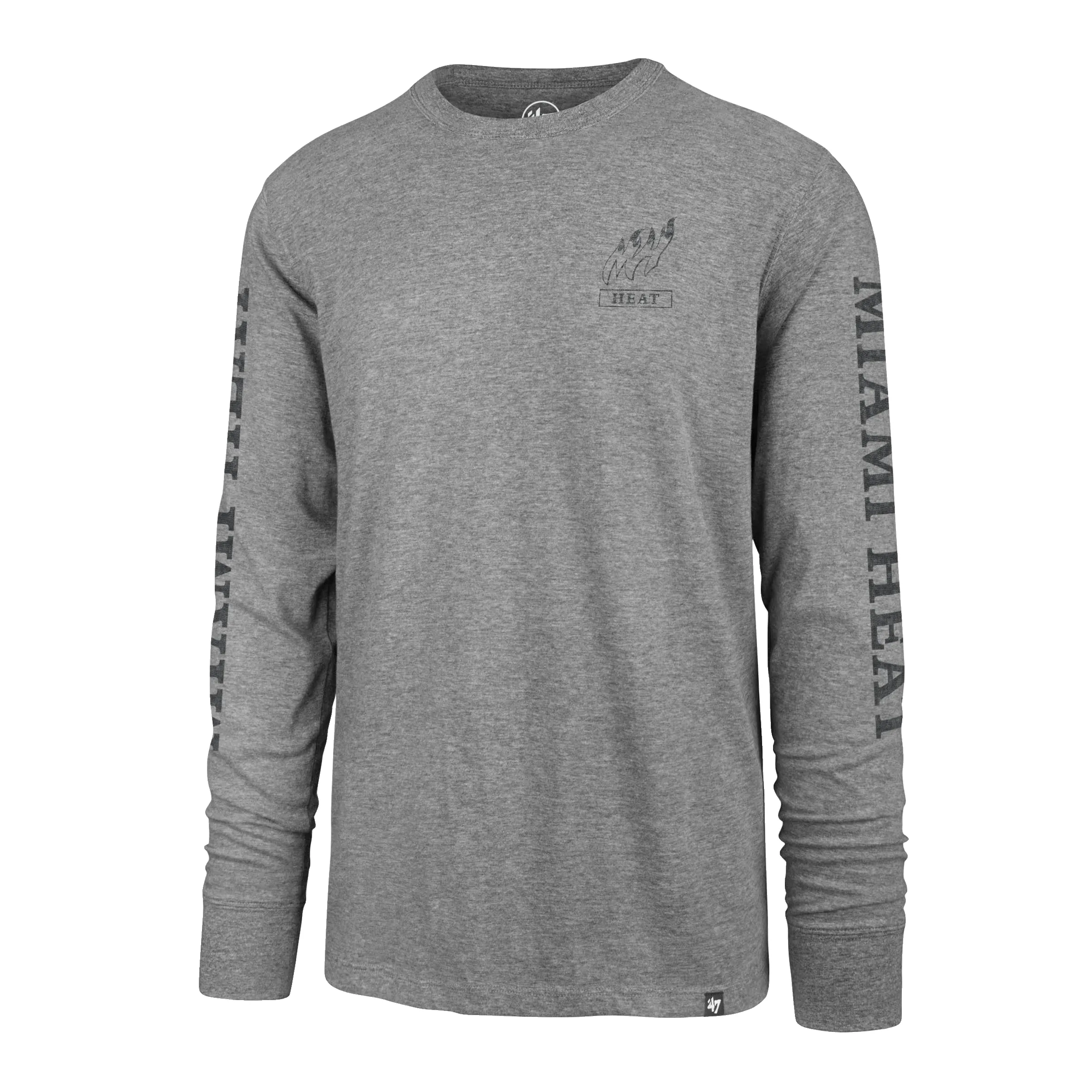 '47 Brand Miami HEAT Triple Down Grey Long Sleeve Tee sold by Miami Heat Store
