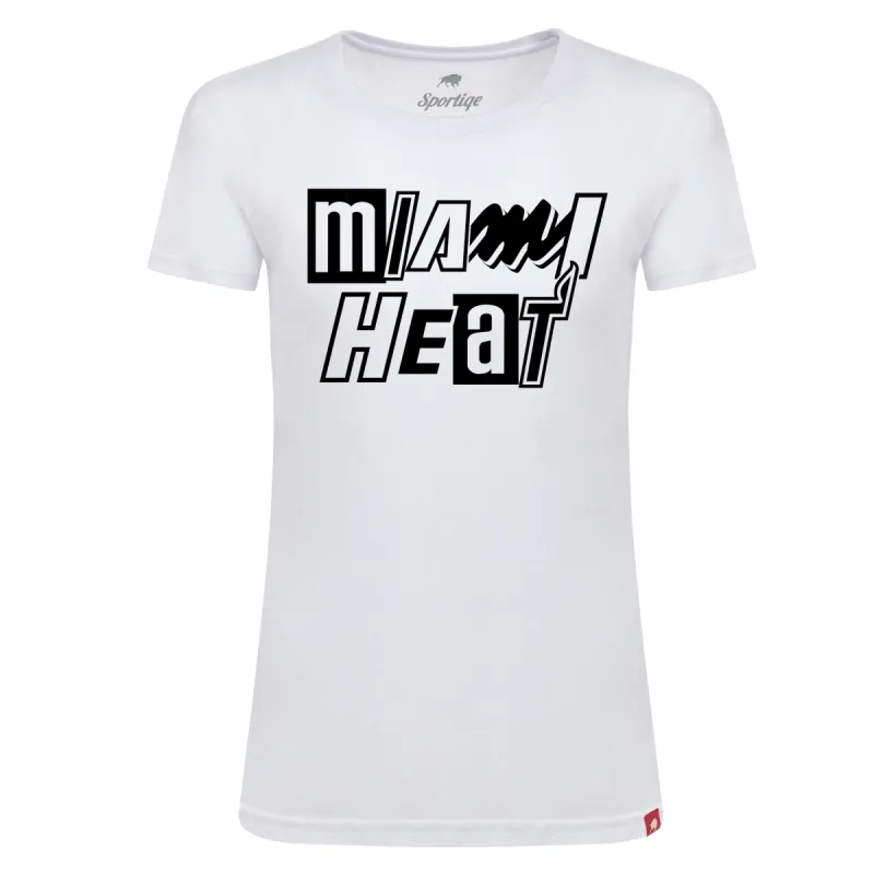 Sportiqe Miami HEAT Mashup Women's White Tee sold by Miami Heat Store