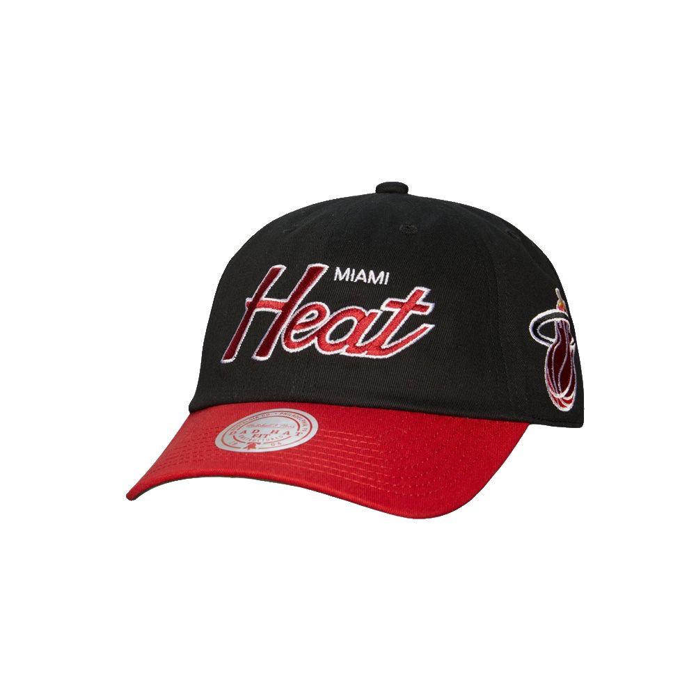 Mitchell & Ness Miami HEAT Script 2.0 Dad Hat sold by Miami Heat Store