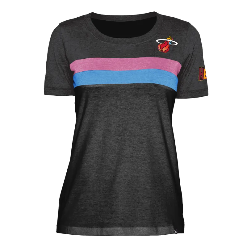 New Era Miami HEAT Mashup Striped Women's Tee sold by Miami Heat Store