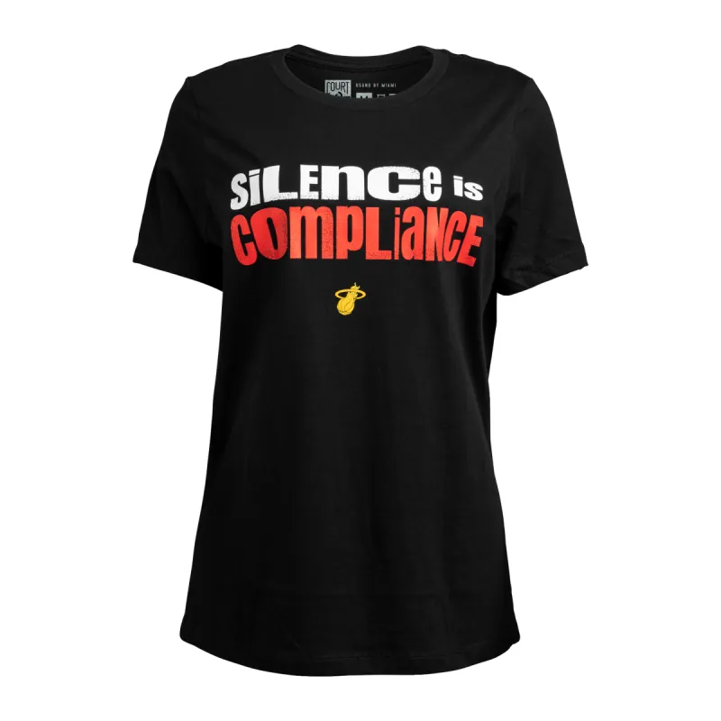 Court Culture Silence Is Compliance Women's Tee sold by Miami Heat Store