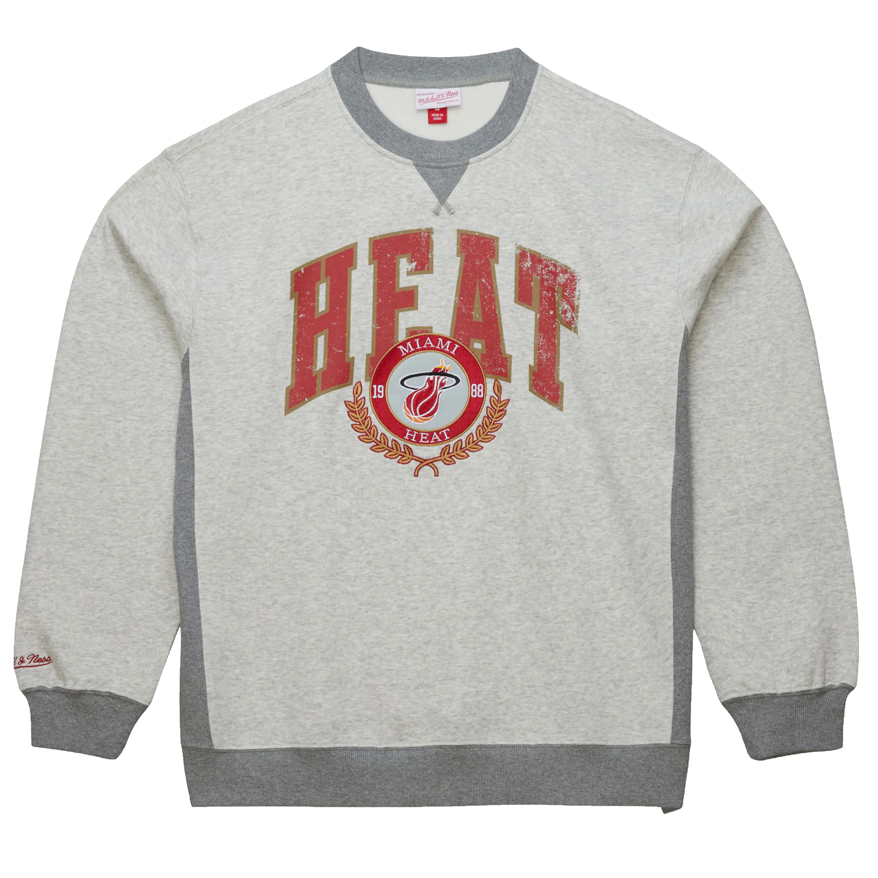 Mitchell & Ness Miami HEAT Premium Fleece Crewneck sold by Miami Heat Store