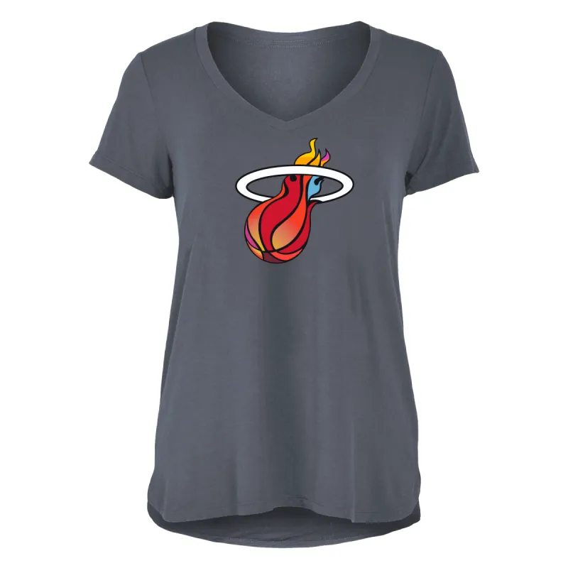 New Era Miami HEAT Mashup Logo Grey Women's Tee sold by Miami Heat Store