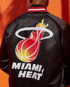 UNKNWN X Mitchell and Ness X Miami HEAT My Towns Satin Jacket sold by Miami Heat Store