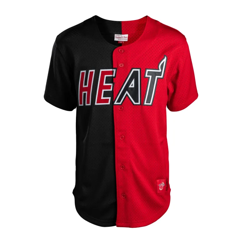 Mitchell & Ness Split Mesh Button Front Tee sold by Miami Heat Store