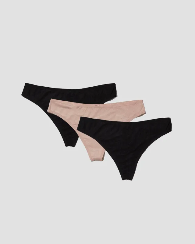 Pack - 3 Enna Thong (Black / haptic) made by Baserange