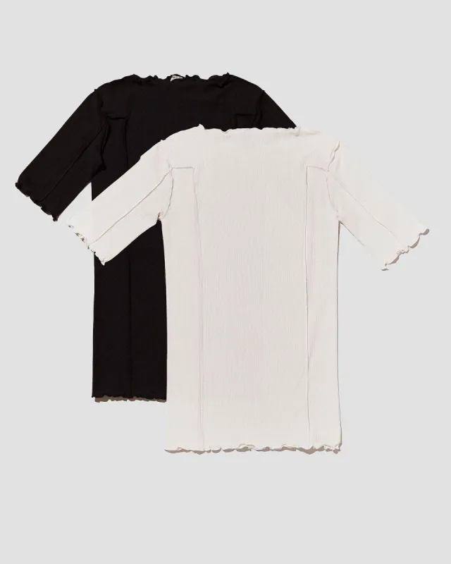 Pack - 2 Omato 3/4 Tee Shirt (Black / off white) made by Baserange