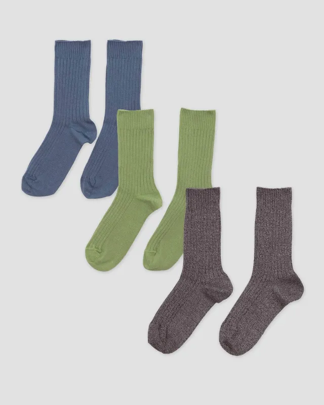 Pack - 3 Rib Overankle Socks sold by Baserange
