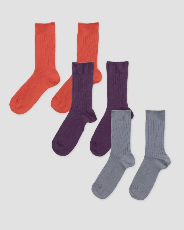 Pack - 3 Rib Overankle Socks made by Baserange