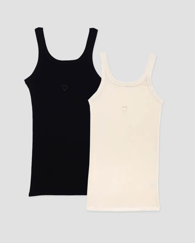 Pack - 2 Heart Tank (Black / Undyed) made by Baserange