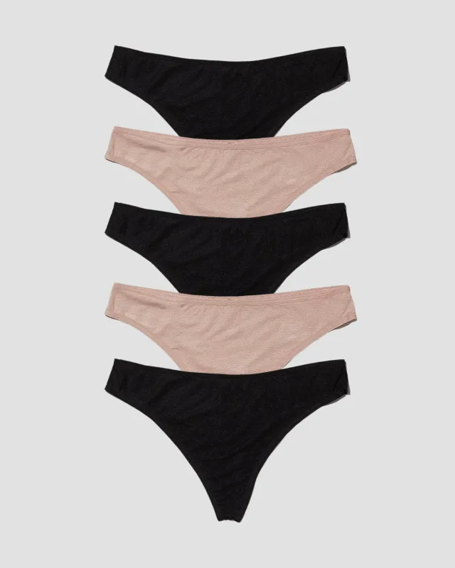 Pack - 5 Enna Thong (Black / haptic) made by Baserange