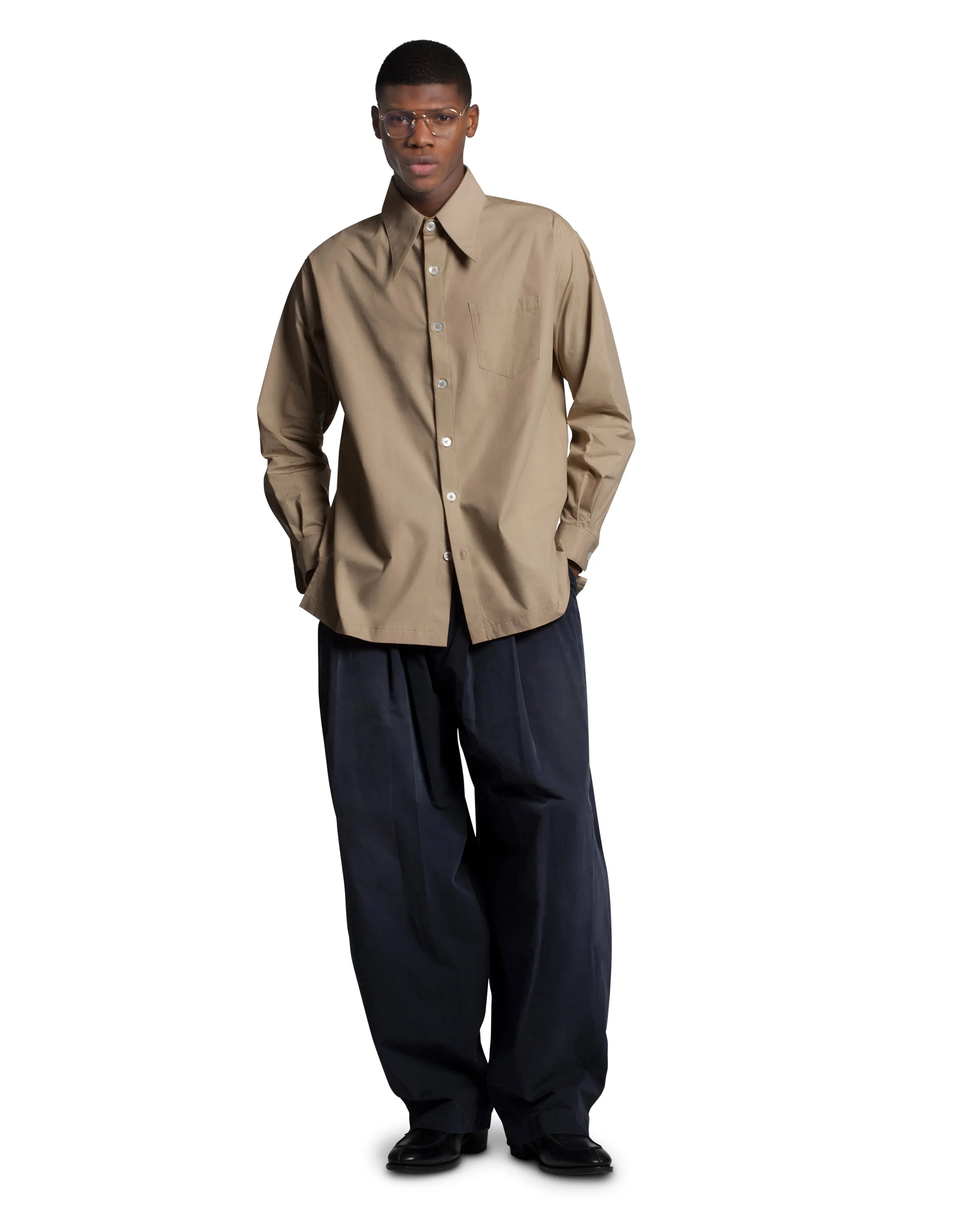 POINT COLLAR DRESS SHIRT - TRAVERTINE sold by Willy Chavarria product image thumbnail 3