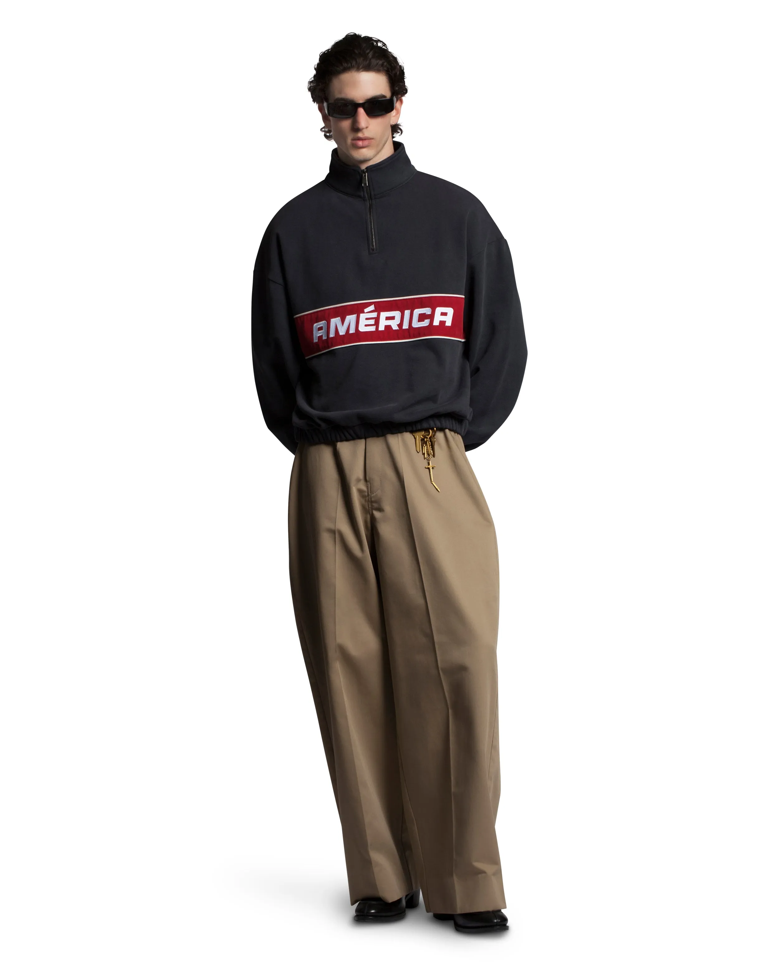 AMÉRICA QUARTER ZIP - WASHED BLACK sold by Willy Chavarria product image thumbnail 3