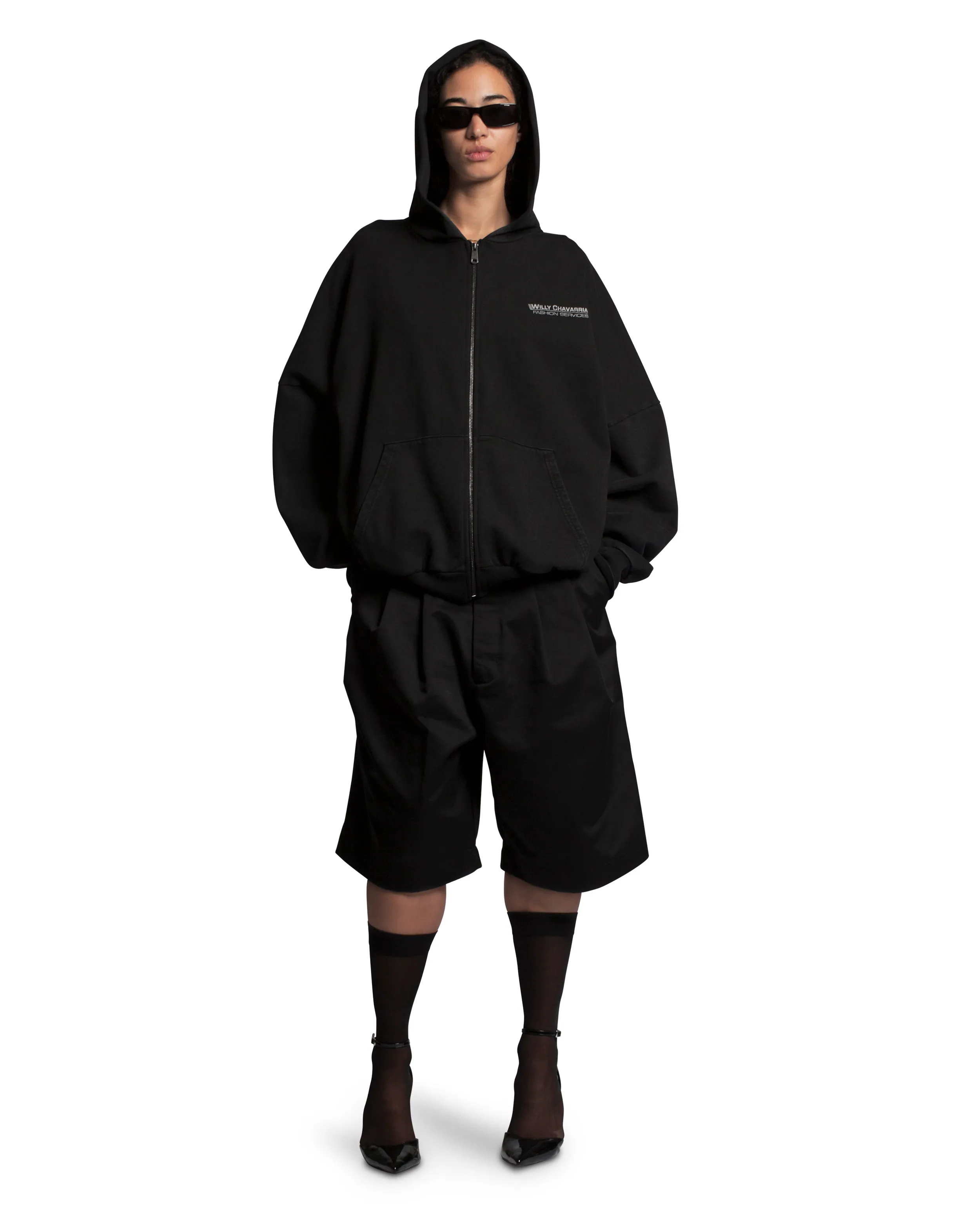 WILLY FASHION SERVICE - STANDARD ZIP HOODIE - BLACK sold by Willy Chavarria product image thumbnail 5