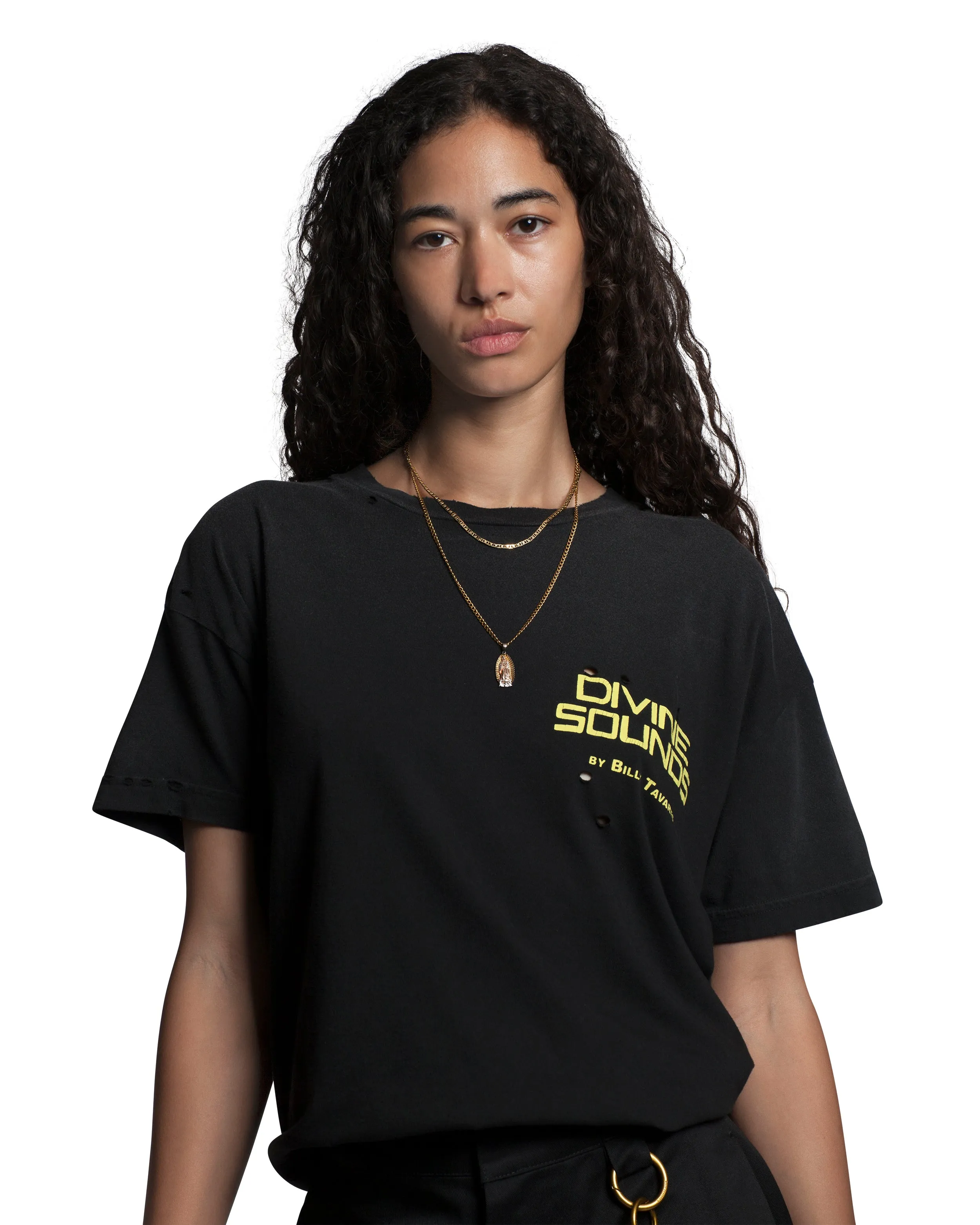 DIVINE SOUNDS DESTROYED EASY TEE - BLACK sold by Willy Chavarria product image thumbnail 5