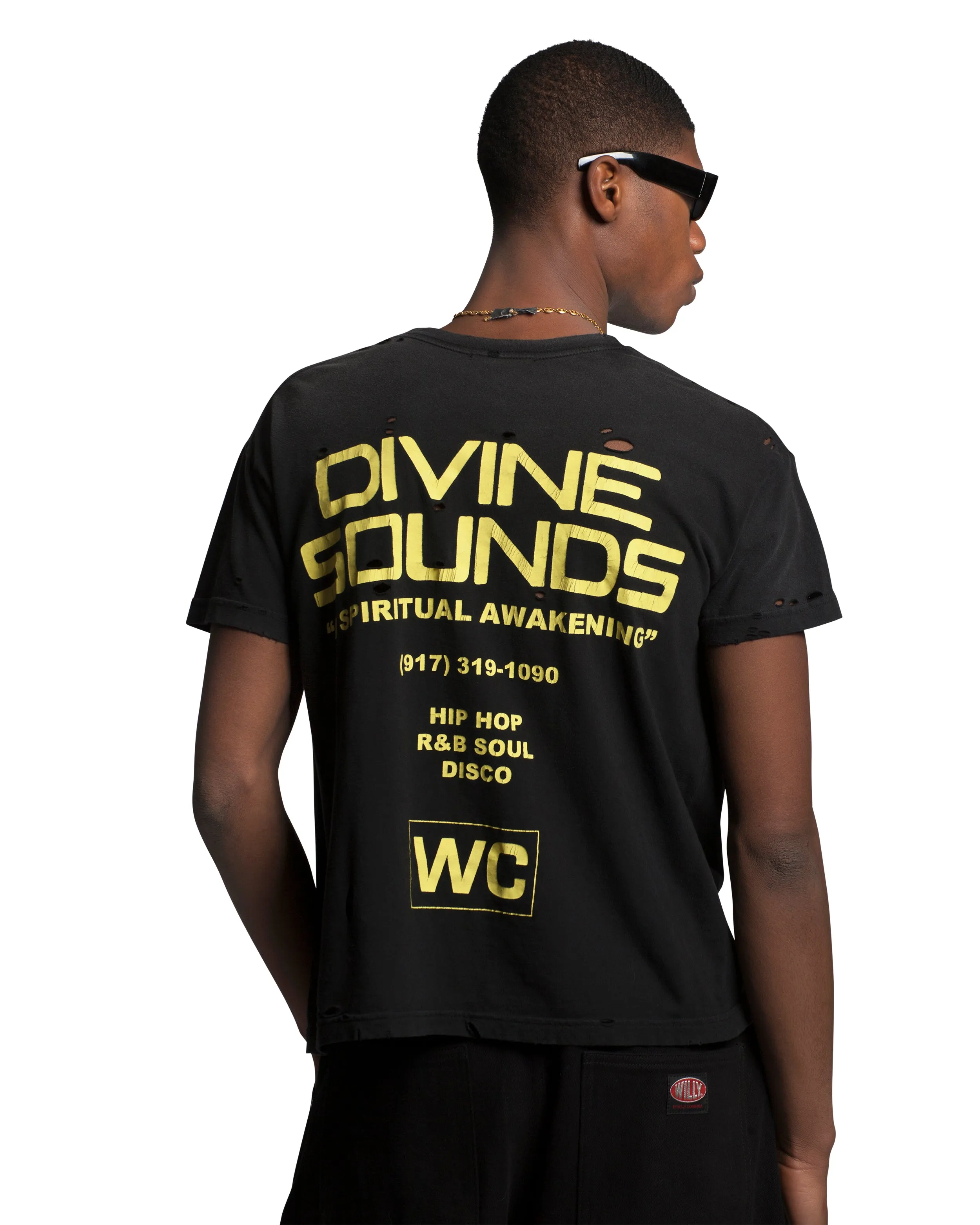 DIVINE SOUNDS DESTROYED EASY TEE - BLACK sold by Willy Chavarria product image thumbnail 4