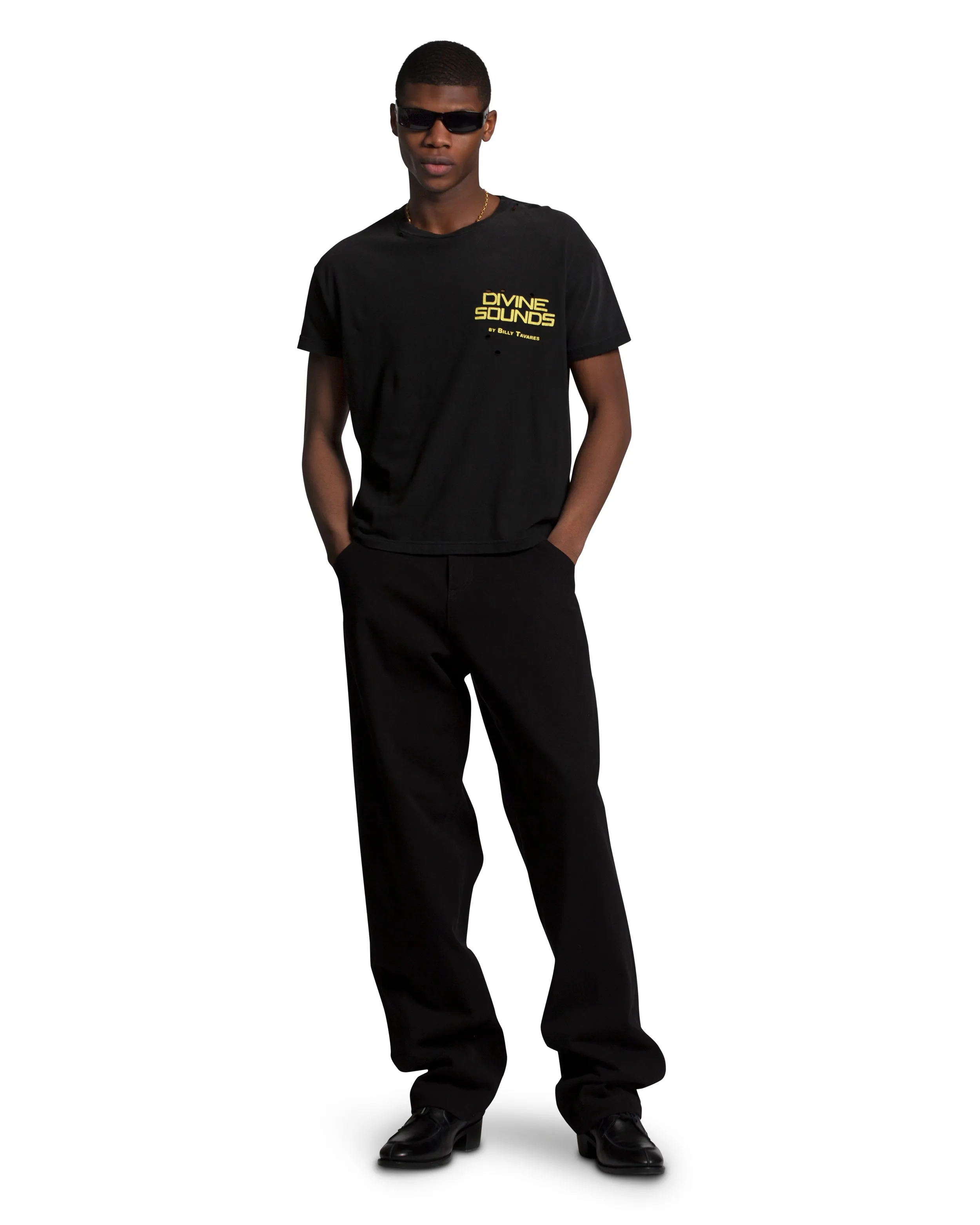 DIVINE SOUNDS DESTROYED EASY TEE - BLACK sold by Willy Chavarria product image thumbnail 3