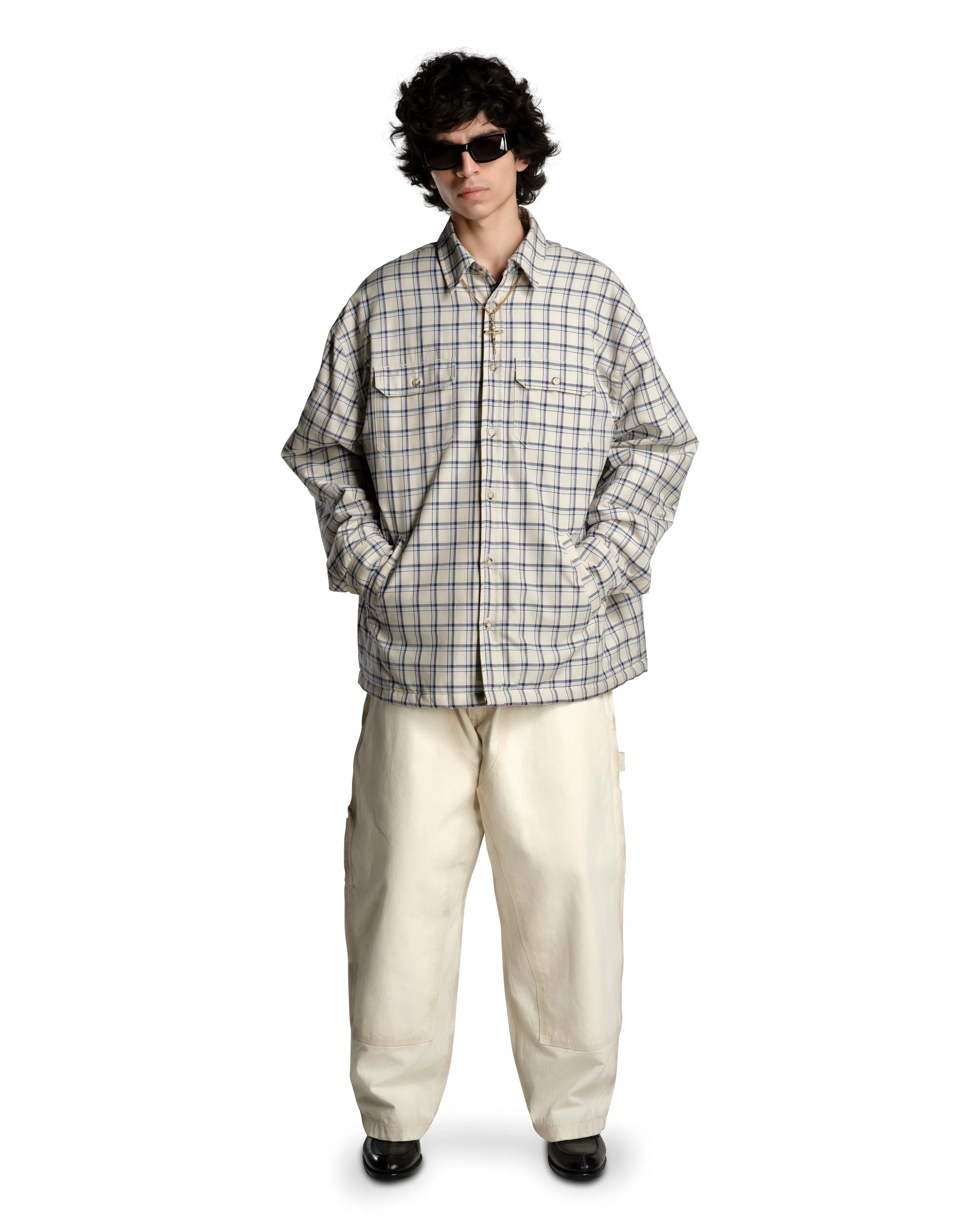QUILTED OVERSHIRT - LIGHT BLUE sold by Willy Chavarria product image thumbnail 3