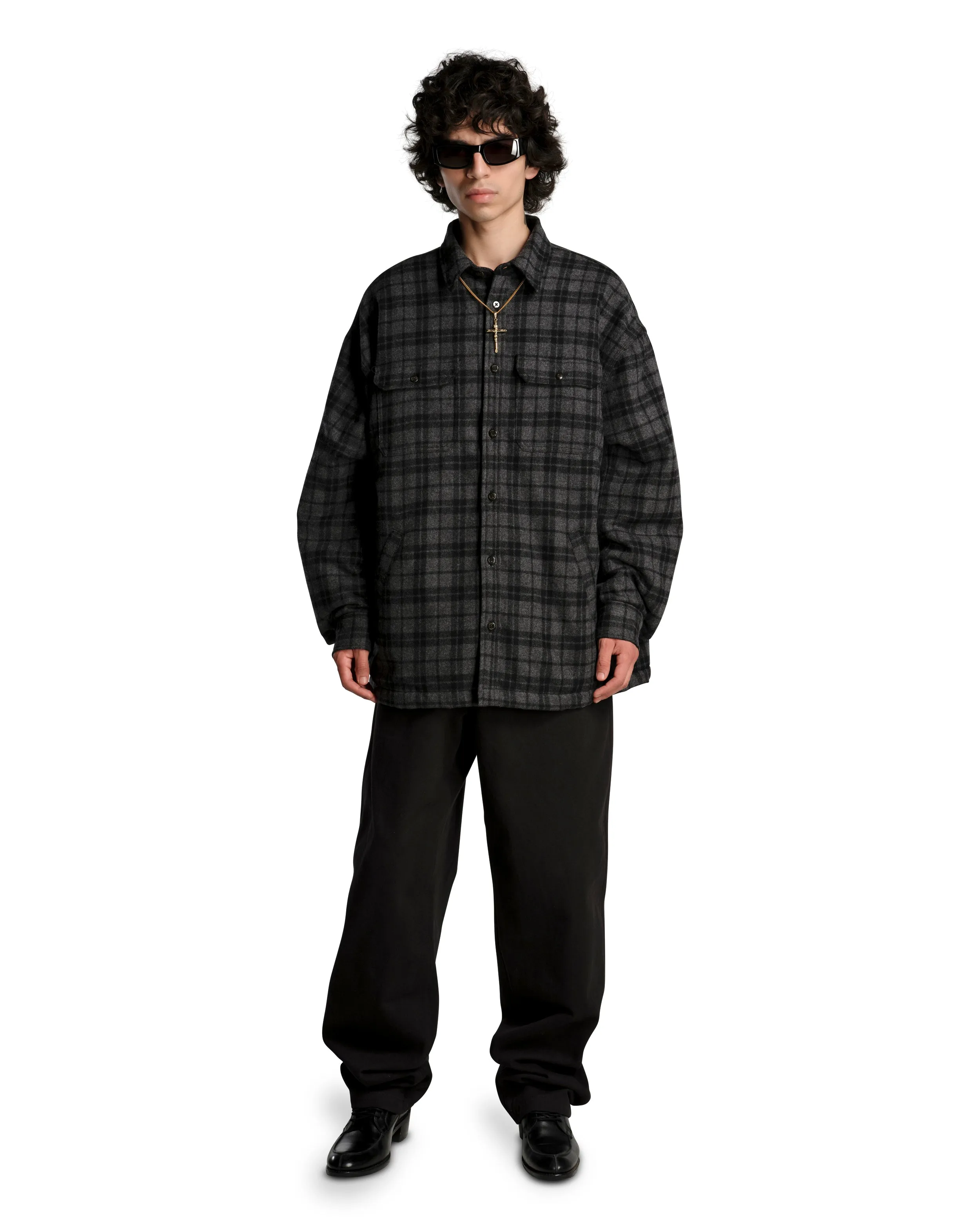 QUILTED OVERSHIRT - CHARCOAL sold by Willy Chavarria product image thumbnail 3
