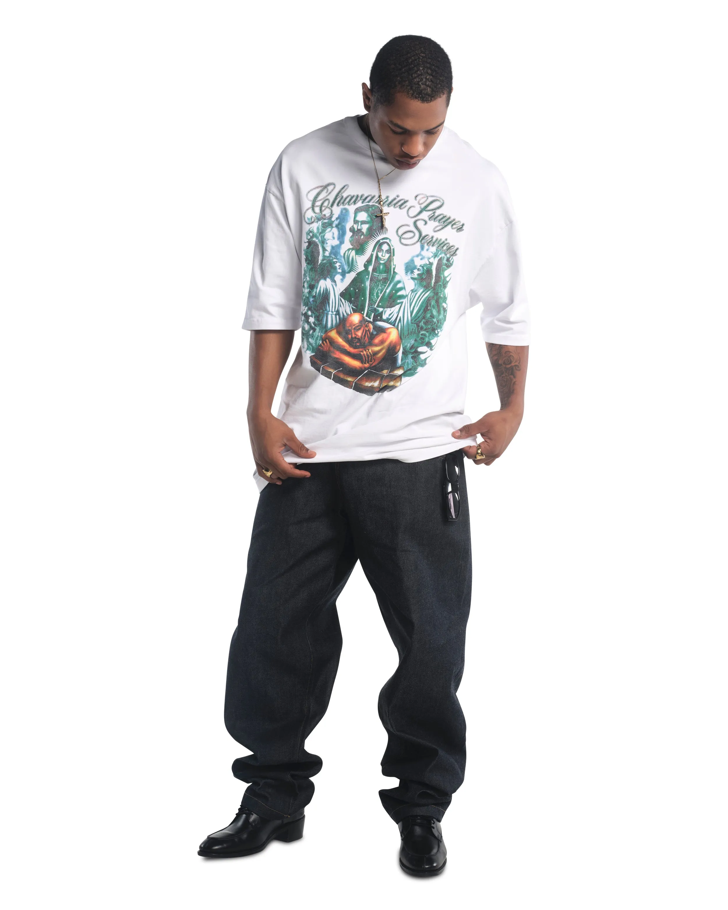 CHAVARRIA PRAYER SERVICES NORTHSIDER TEE - WHITE sold by Willy Chavarria product image thumbnail 5