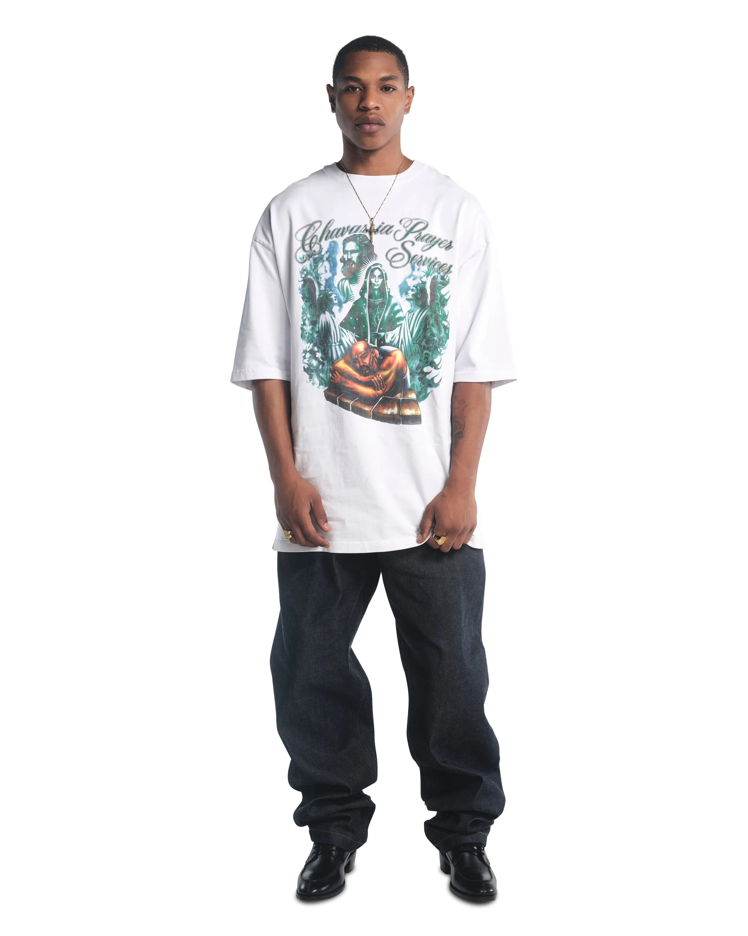 CHAVARRIA PRAYER SERVICES NORTHSIDER TEE - WHITE sold by Willy Chavarria product image thumbnail 3