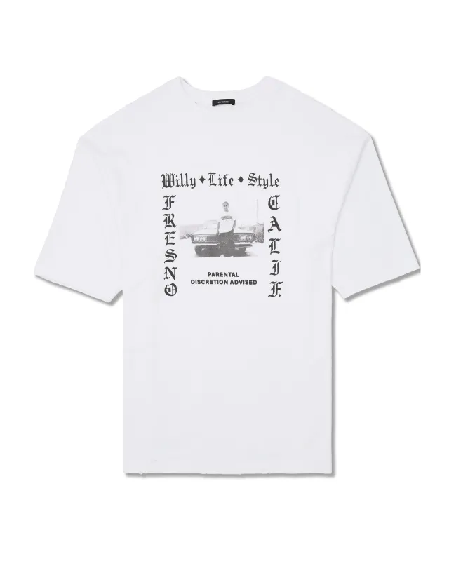 WILLY LIFE STYLE NORTHSIDER TEE - WHITE sold by Willy Chavarria