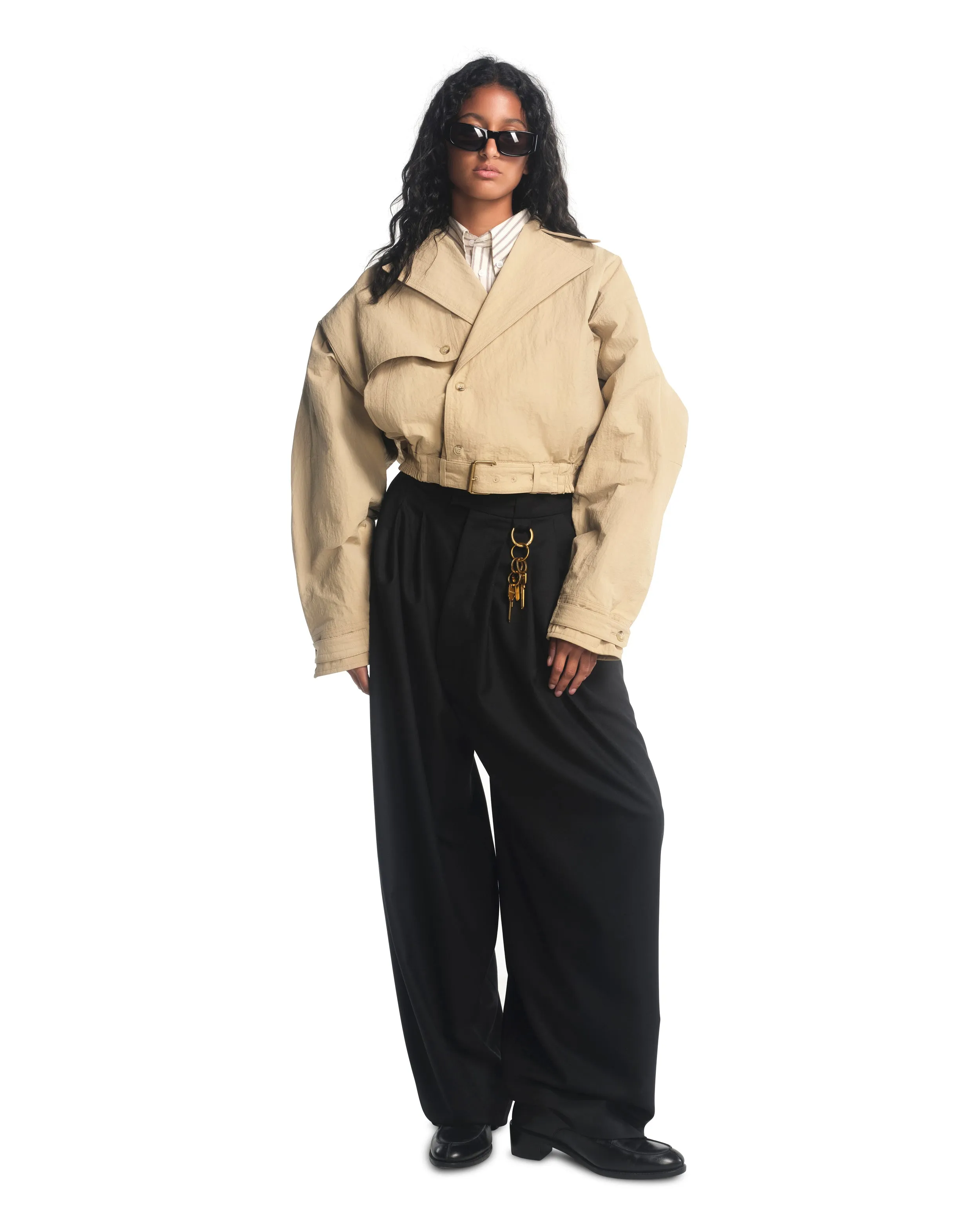 CROPPED TRENCH JACKET - TRAVERTINE sold by Willy Chavarria product image thumbnail 4
